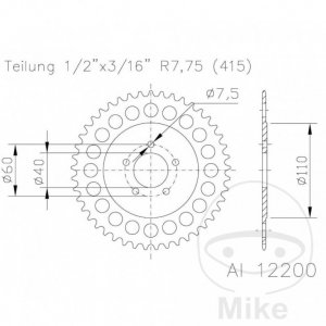 Aluminium rear sprocket JMT 46 fogak,415 ezüst