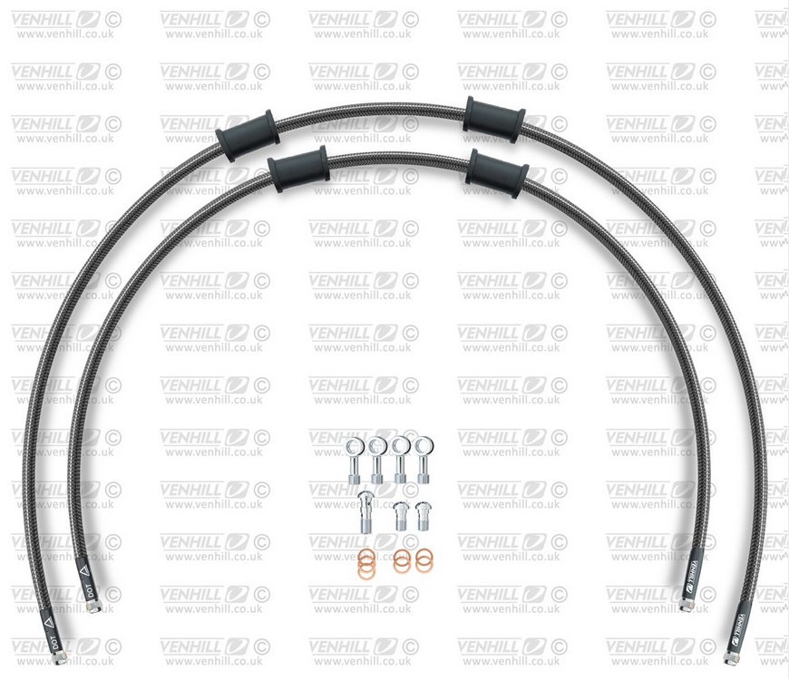 CROSSOVER Front brake hose kit Venhill KAW-7029F-CB POWERHOSEPLUS (2 tömlő egy készletben) Carbon hoses, chromed fittings