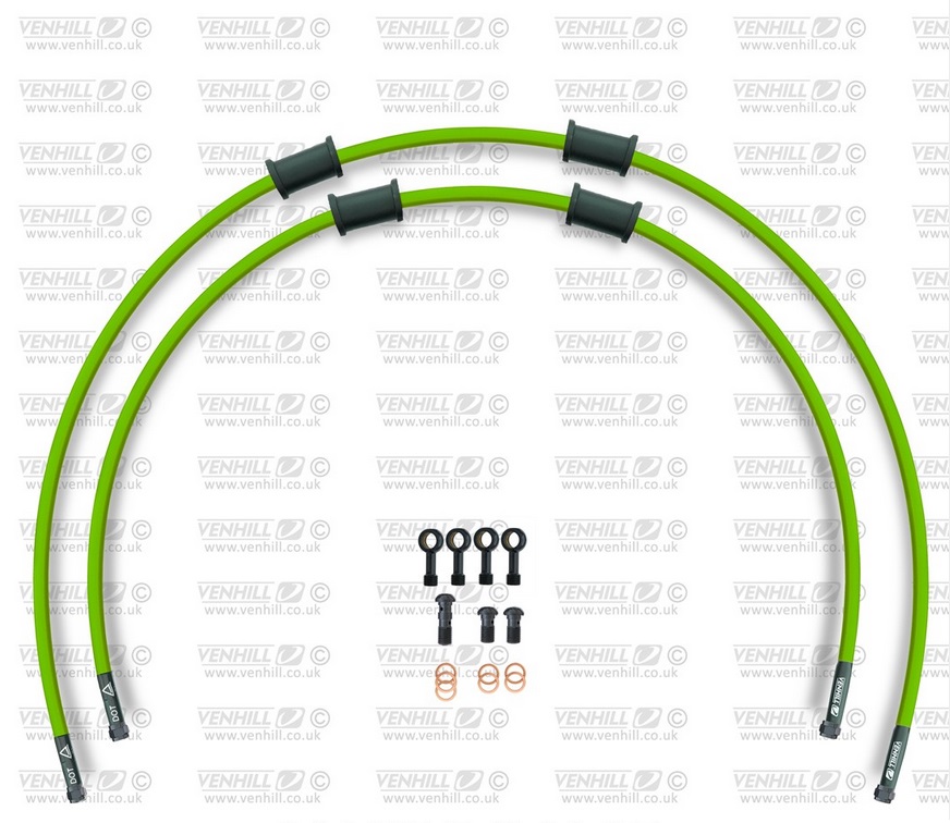 CROSSOVER Front brake hose kit Venhill SUZ-10009FB-GR POWERHOSEPLUS (2 tömlő egy készletben) Green hoses, black fittings