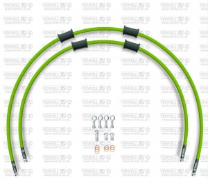 CROSSOVER Front brake hose kit Venhill KAW-6014F-GR POWERHOSEPLUS (2 tömlő egy készletben) Green hoses, chromed fittings