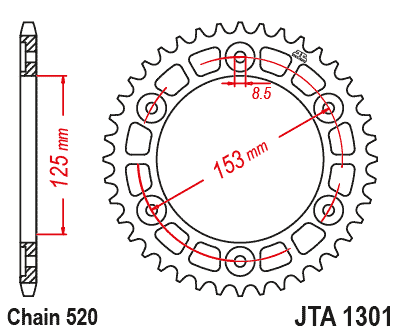 Alumínium csillagkerék JT JTA 1301-40RED 40)T, nt((520 piros