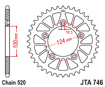 Alumínium csillagkerék JT JTA 746-44BLK 46)T, nt((520 fekete