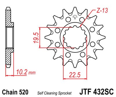Első lánckerék JT JTF 432-15SC 15 fogak,520 Self Cleaning Lightweight