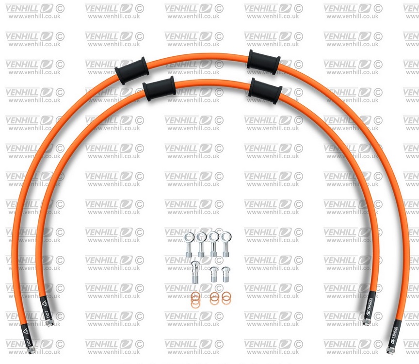 CROSSOVER Front brake hose kit Venhill KAW-7029F-OR POWERHOSEPLUS (2 tömlő egy készletben) Orange hoses, chromed fittings