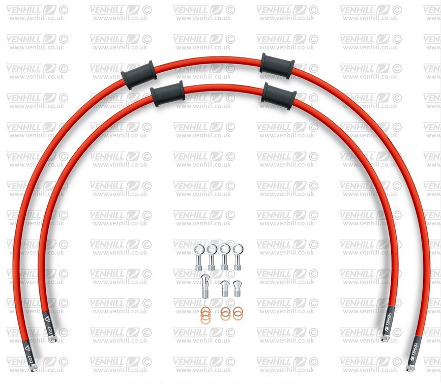 CROSSOVER Front brake hose kit Venhill KAW-7029F-RD POWERHOSEPLUS (2 tömlő egy készletben) Red hoses, chromed fittings