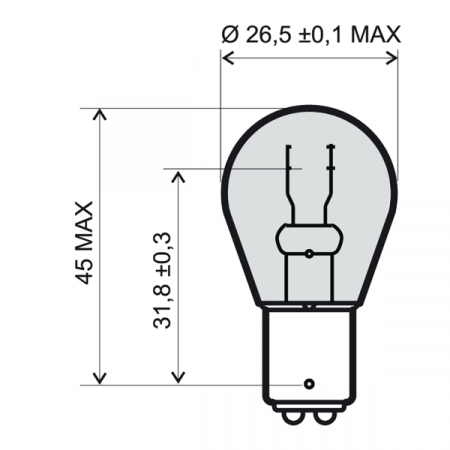 Lamp RMS 246510371 12V 21/5W, BAY15D piros