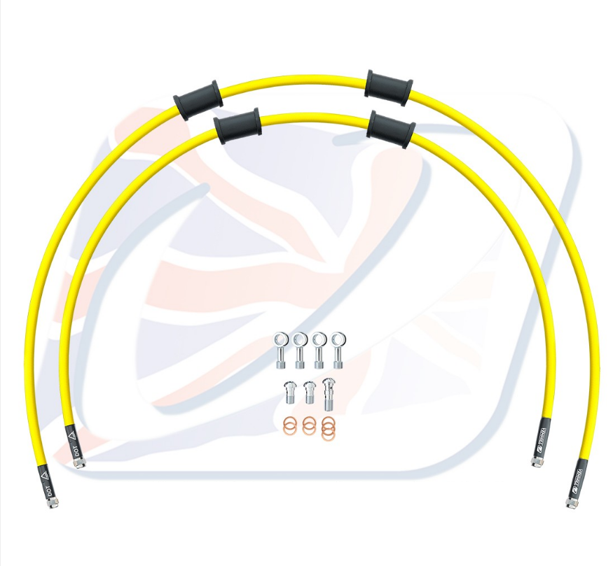 CROSSOVER Front brake hose kit Venhill KAW-6019F-YE POWERHOSEPLUS (2 tömlő egy készletben) Yellow hoses, chromed fittings