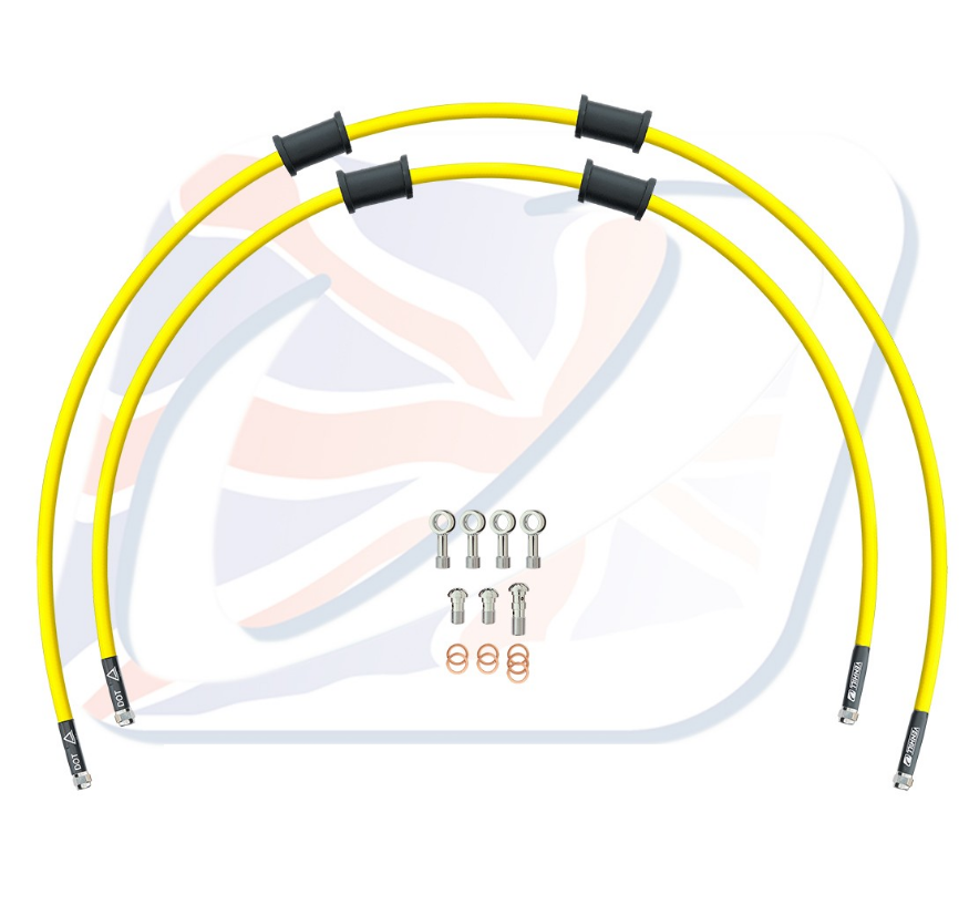 CROSSOVER Front brake hose kit Venhill KAW-6014FS-YE POWERHOSEPLUS (2 tömlő egy készletben) Yellow hoses, stainless steel fittings